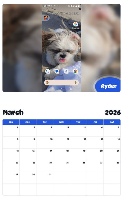 November 2025 - October 2026 Ryder - Pawidols Pet Calendar