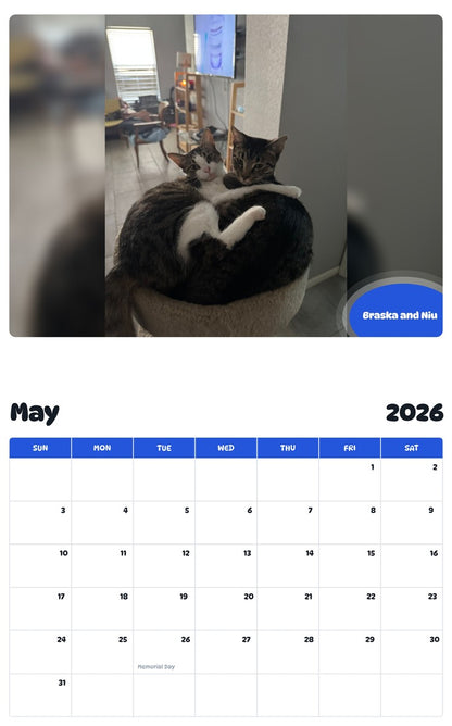 2026 - 2027 Braska and Niu - Pawidols Pet Calendar