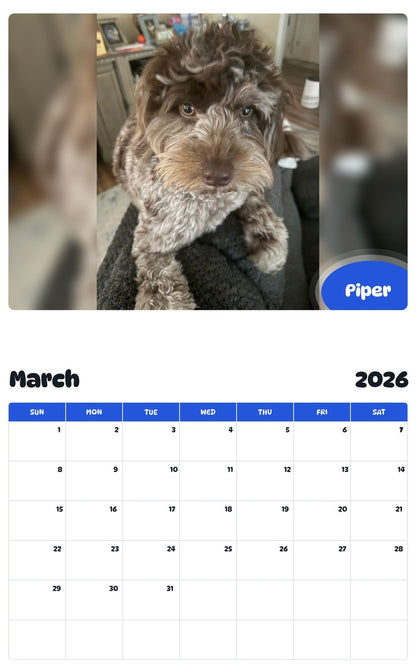 November 2025 - October 2026 Piper - Pawidols Pet Calendar