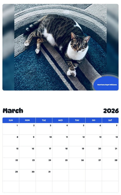 November 2025 - October 2026 Montana Kapri Williams - Pawidols Pet Calendar