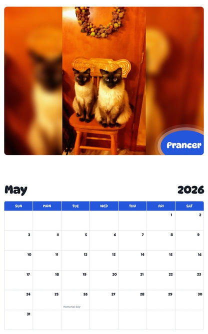 2026 - 2027 Prancer - Pawidols Pet Calendar