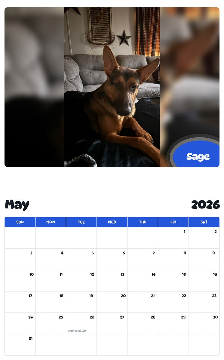 2026 - 2027 Sage - Pawidols Pet Calendar