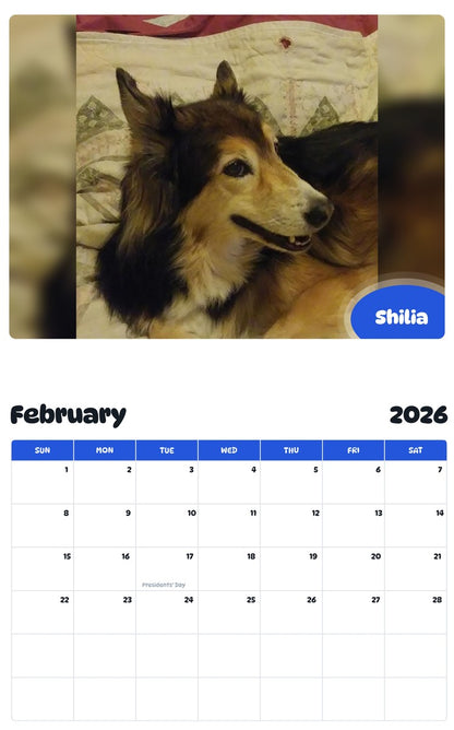 October 2025 - September 2026 Shilia - Pawidols Pet Calendar