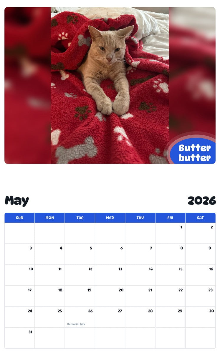 2026 - 2027 Butter butter - Pawidols Pet Calendar