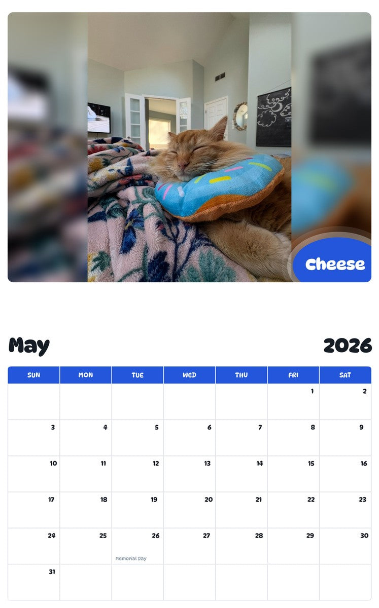 2026 - 2027 Cheese - Pawidols Pet Calendar