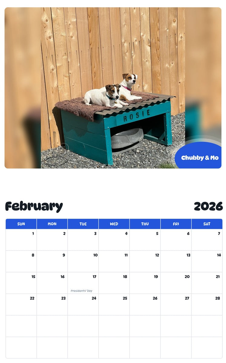 October 2025 - September 2026 Chubby & Mo - Pawidols Pet Calendar