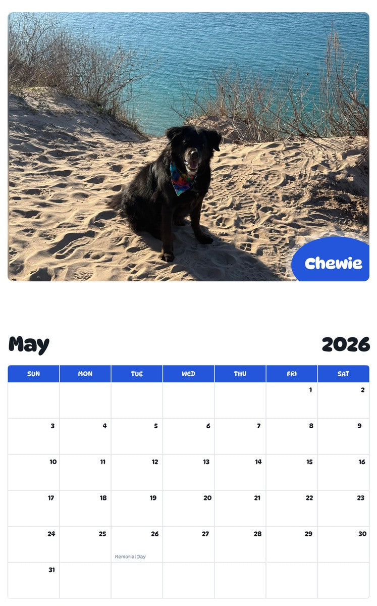 2026 - 2027 Chewie - Pawidols Pet Calendar