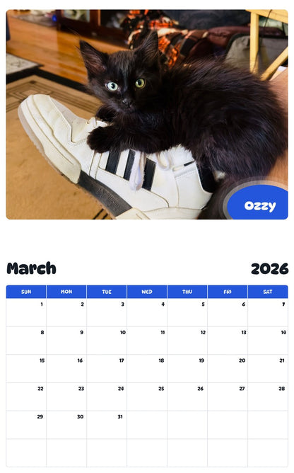 November 2025 - October 2026 Ozzy - Pawidols Pet Calendar