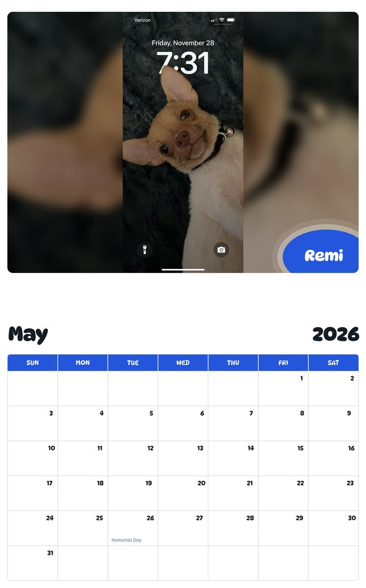 2026 - 2027 Remi - Pawidols Pet Calendar
