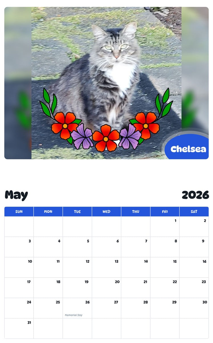 2026 - 2027 Chelsea - Pawidols Pet Calendar