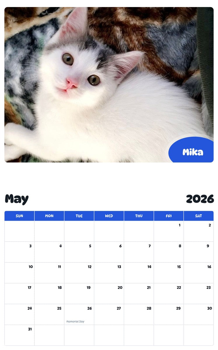 2026 - 2027 Mika - Pawidols Pet Calendar