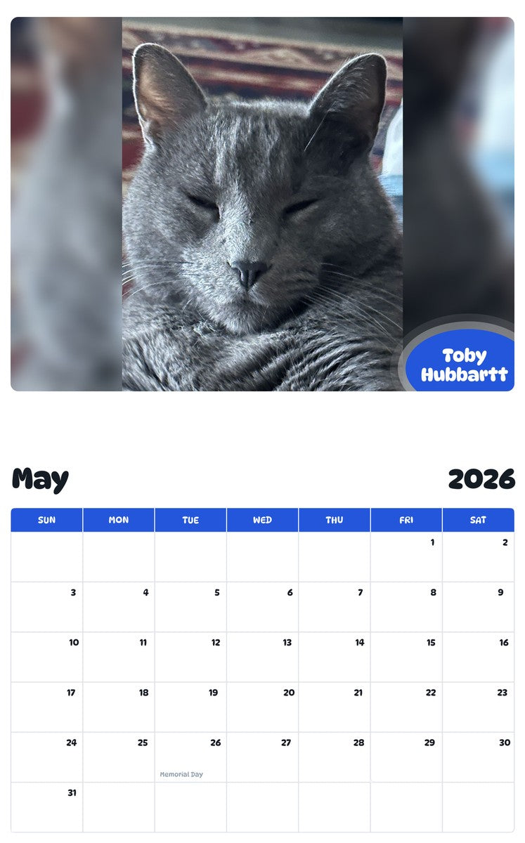 2026 - 2027 Toby Hubbartt - Pawidols Pet Calendar