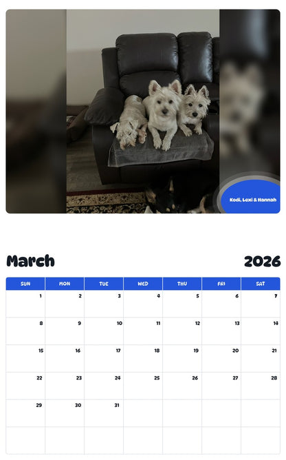November 2025 - October 2026 Kodi, Lexi & Hannah - Pawidols Pet Calendar