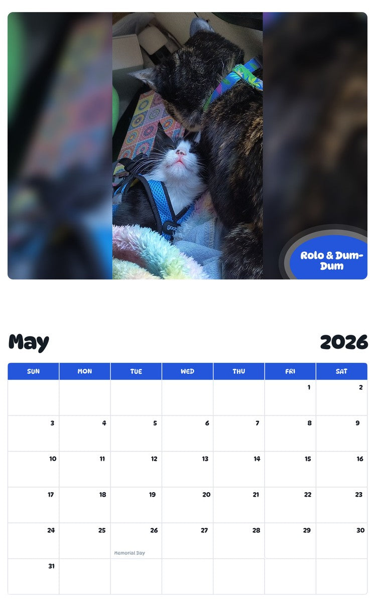 2026 - 2027 Rolo & Dum-Dum - Pawidols Pet Calendar