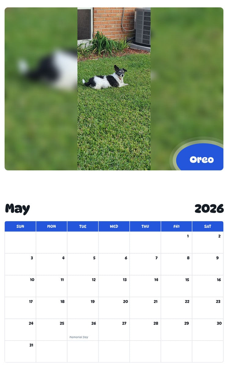 2026 - 2027 Oreo - Pawidols Pet Calendar
