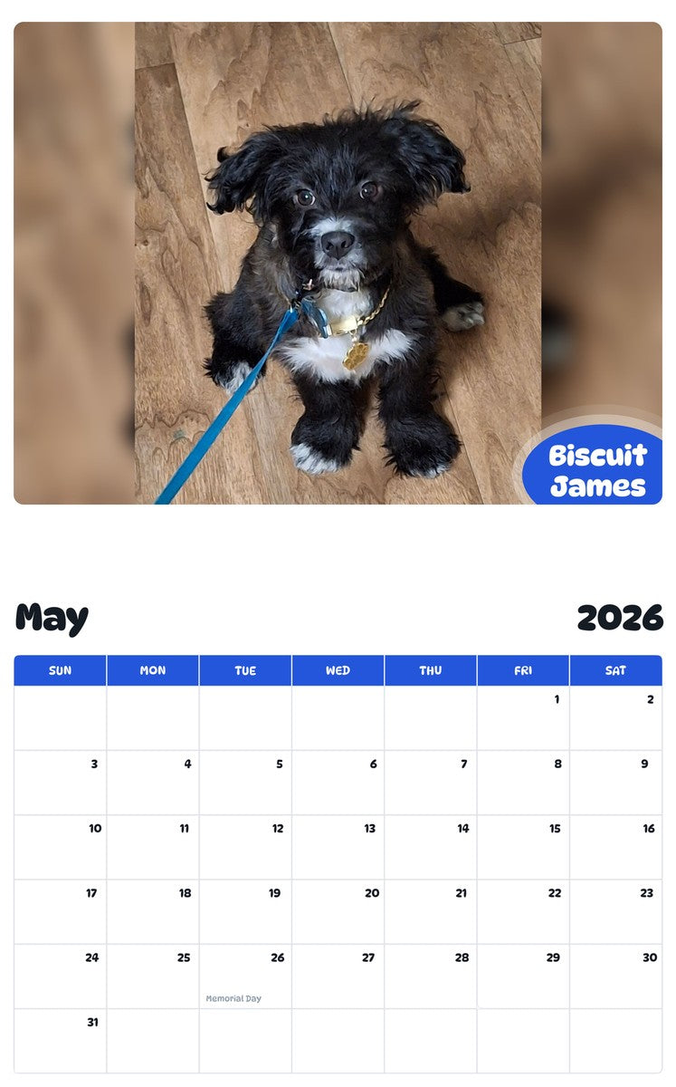 2026 - 2027 Biscuit James - Pawidols Pet Calendar