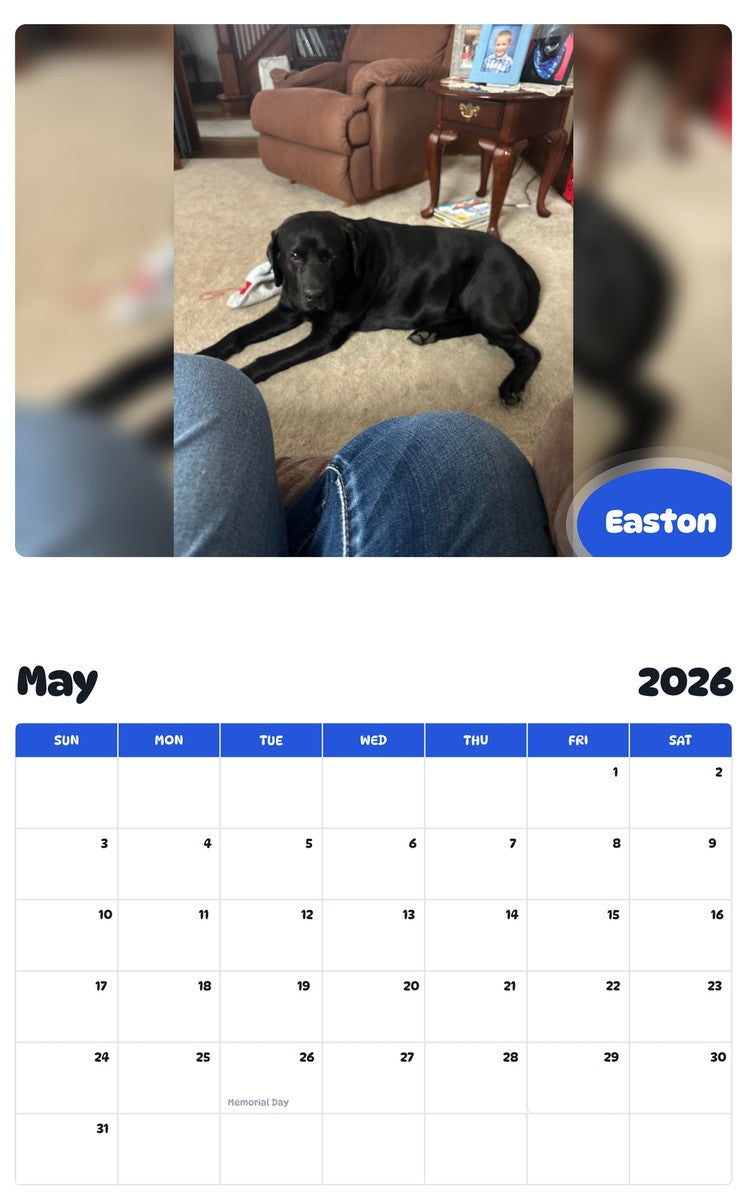 2026 - 2027 Easton - Pawidols Pet Calendar