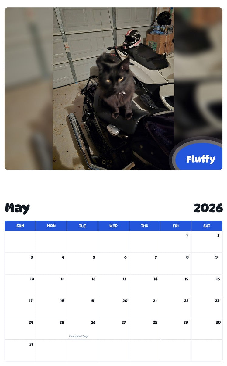 2026 - 2027 Fluffy - Pawidols Pet Calendar