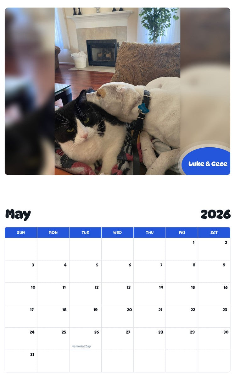 2026 - 2027 Luke & Cece - Pawidols Pet Calendar