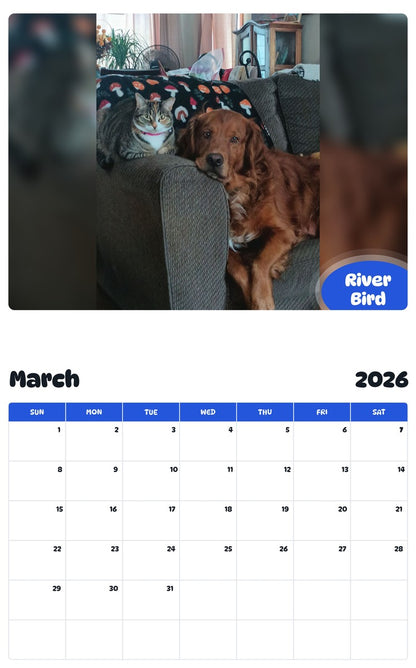 November 2025 - October 2026 River Bird - Pawidols Pet Calendar