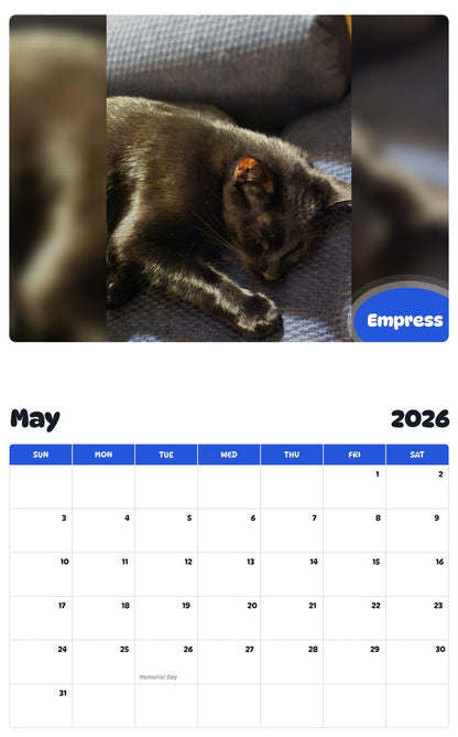 2026 - 2027 Empress - Pawidols Pet Calendar