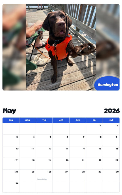 2026 - 2027 Remington - Pawidols Pet Calendar