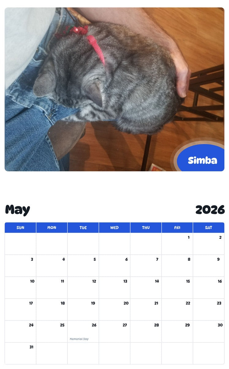 2026 - 2027 Simba - Pawidols Pet Calendar