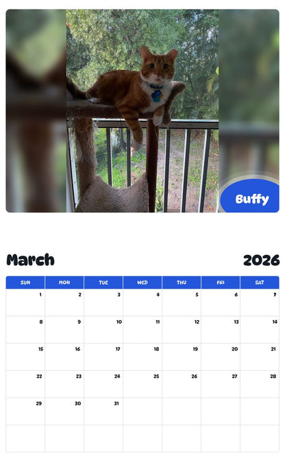 November 2025 - October 2026 Buffy - Pawidols Pet Calendar
