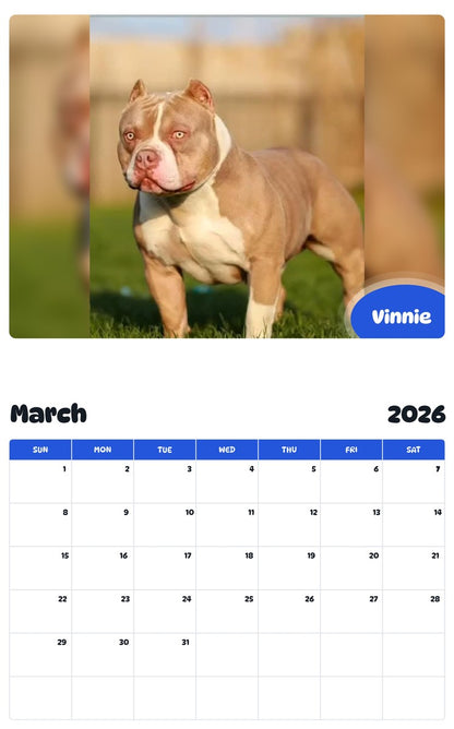 November 2025 - October 2026 Vinnie - Pawidols Pet Calendar