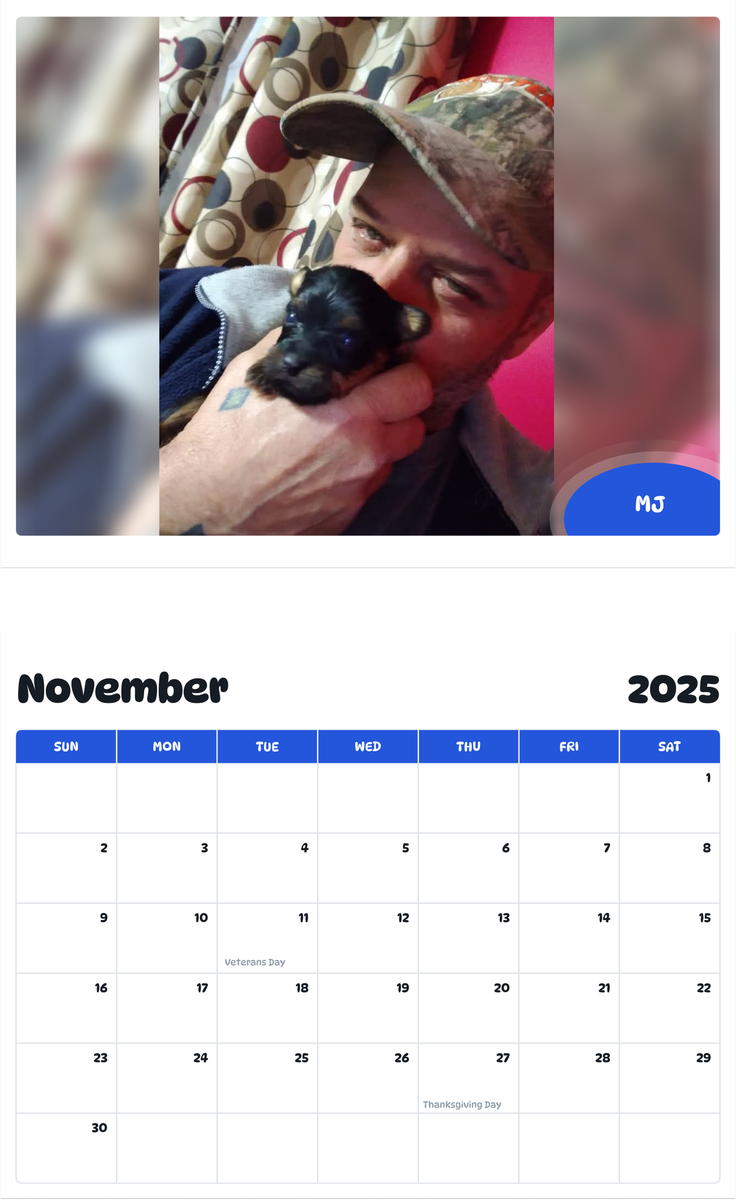 July 2025 - June 2026 MJ - Pawidols Pet Calendar