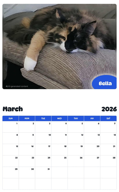November 2025 - October 2026 Bella - Pawidols Pet Calendar