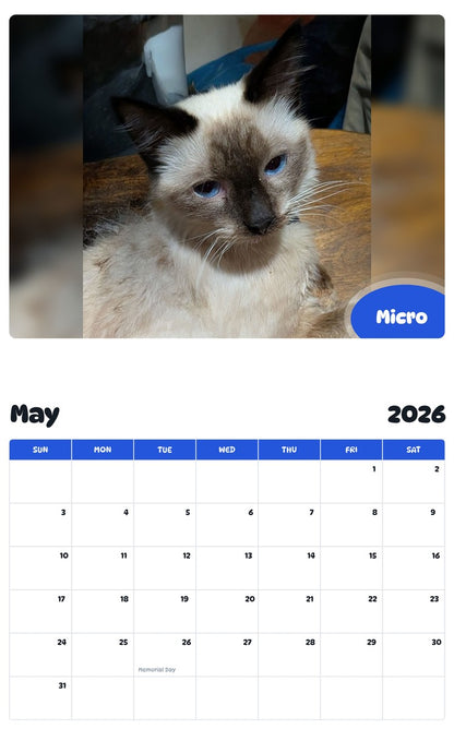 2026 - 2027 Micro - Pawidols Pet Calendar