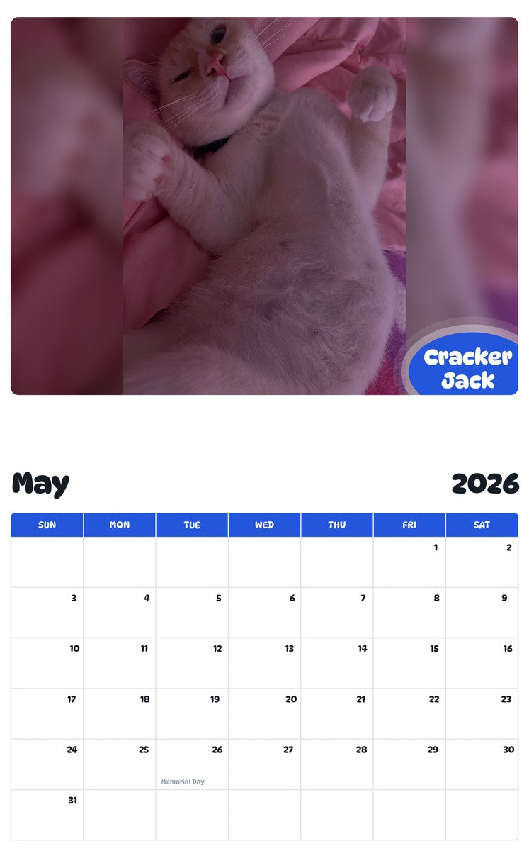 2026 - 2027 Cracker Jack - Pawidols Pet Calendar