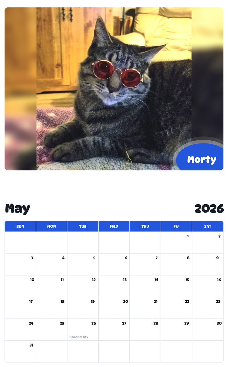 2026 - 2027 Morty - Pawidols Pet Calendar