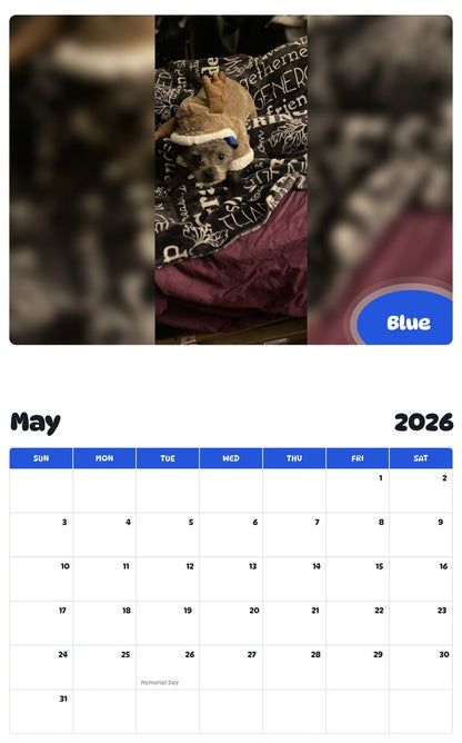 2026 - 2027 Blue - Pawidols Pet Calendar