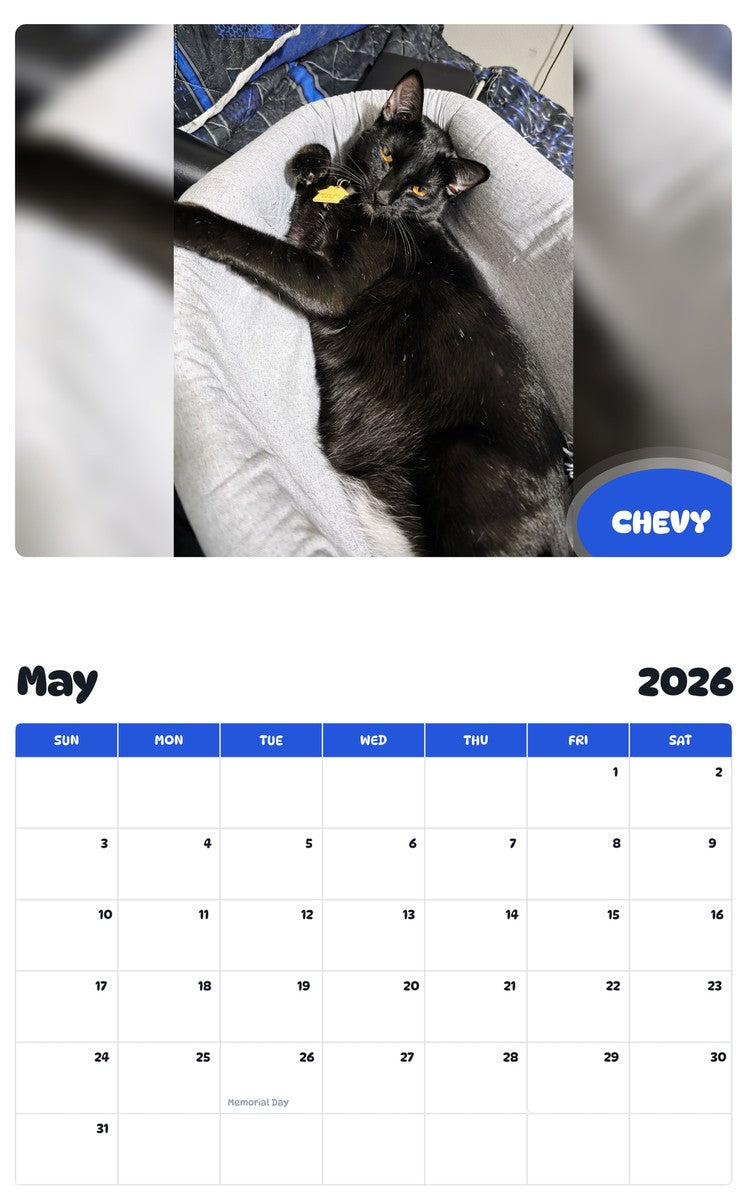 2026 - 2027 CHEVY - Pawidols Pet Calendar