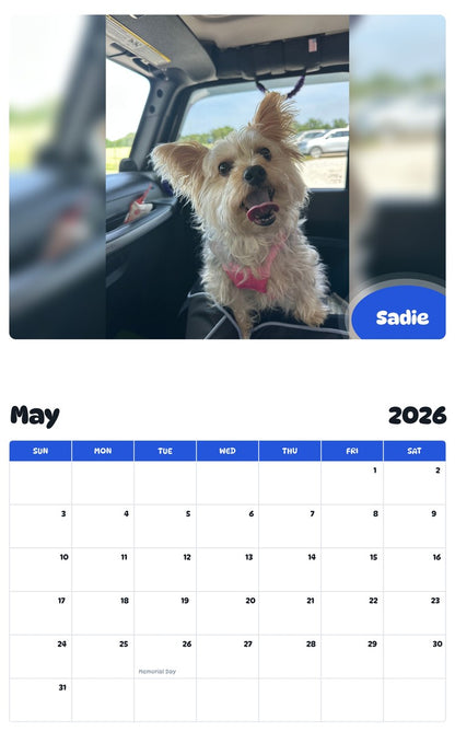 2026 - 2027 Sadie - Pawidols Pet Calendar