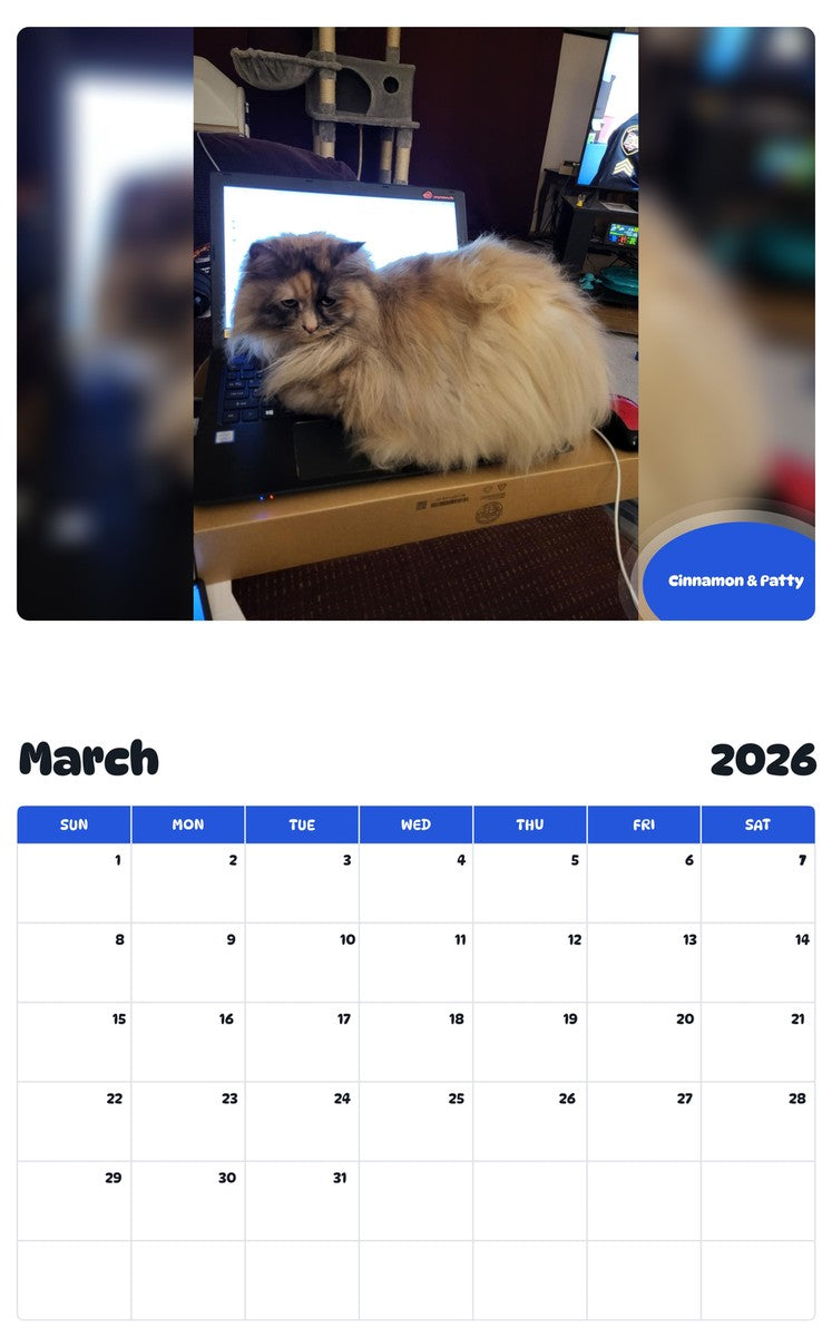 November 2025 - October 2026 Cinnamon & Patty - Pawidols Pet Calendar