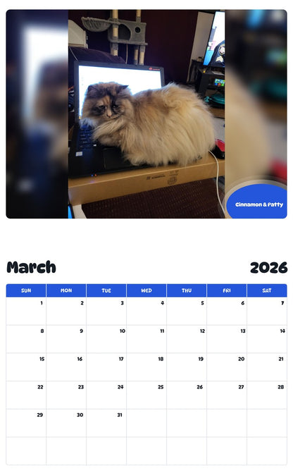 November 2025 - October 2026 Cinnamon & Patty - Pawidols Pet Calendar