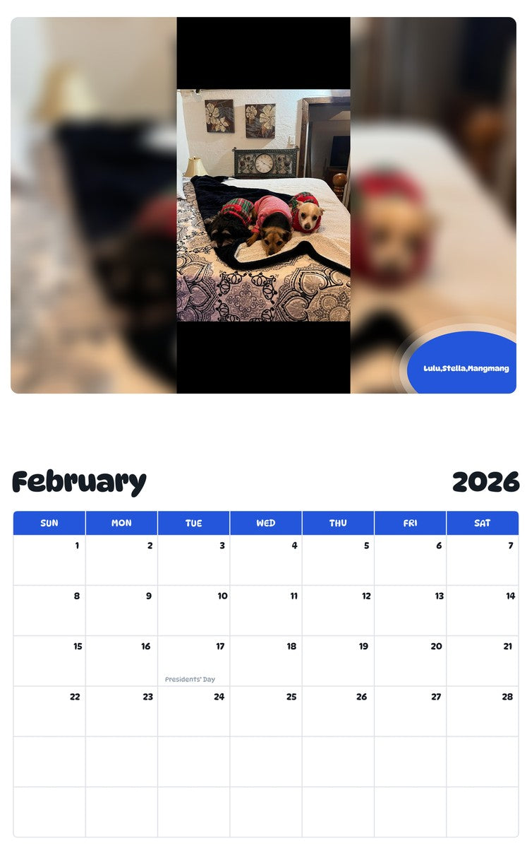 October 2025 - September 2026 Lulu,Stella,Mangmang - Pawidols Pet Calendar