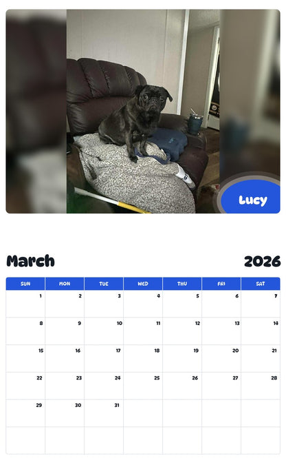 November 2025 - October 2026 Lucy - Pawidols Pet Calendar
