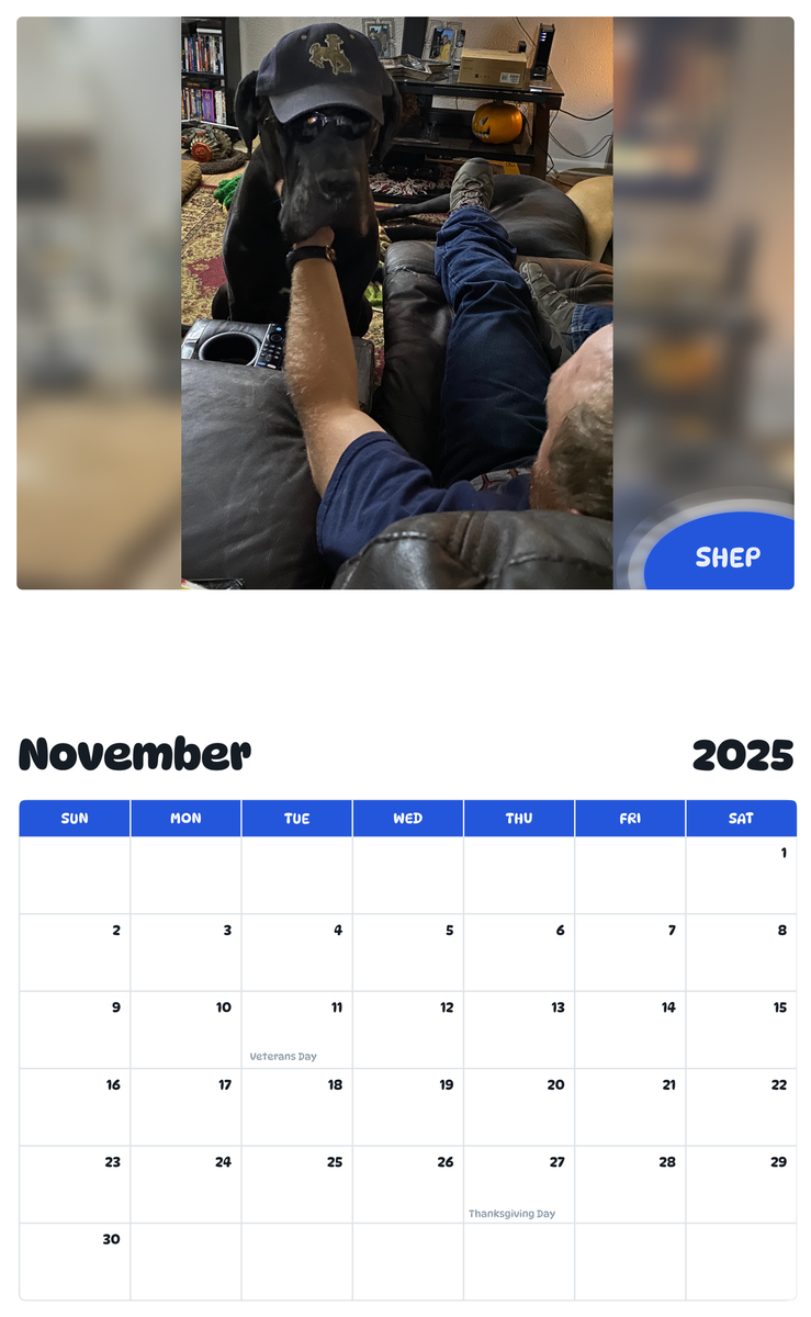 July 2025 - June 2026 Shep - Pawidols Pet Calendar