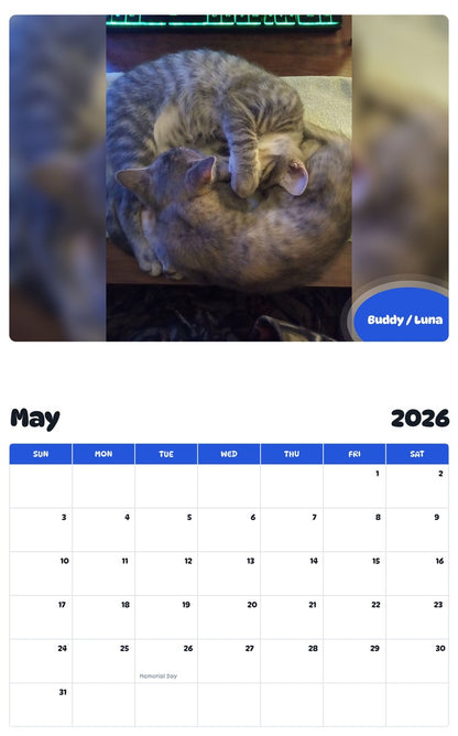 2026 - 2027 Buddy / Luna - Pawidols Pet Calendar