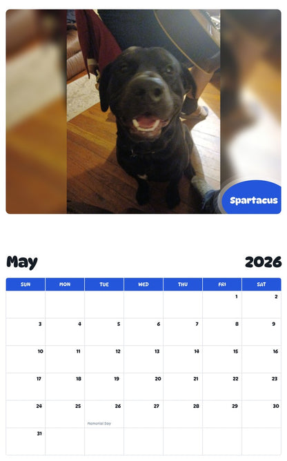 2026 - 2027 Spartacus - Pawidols Pet Calendar