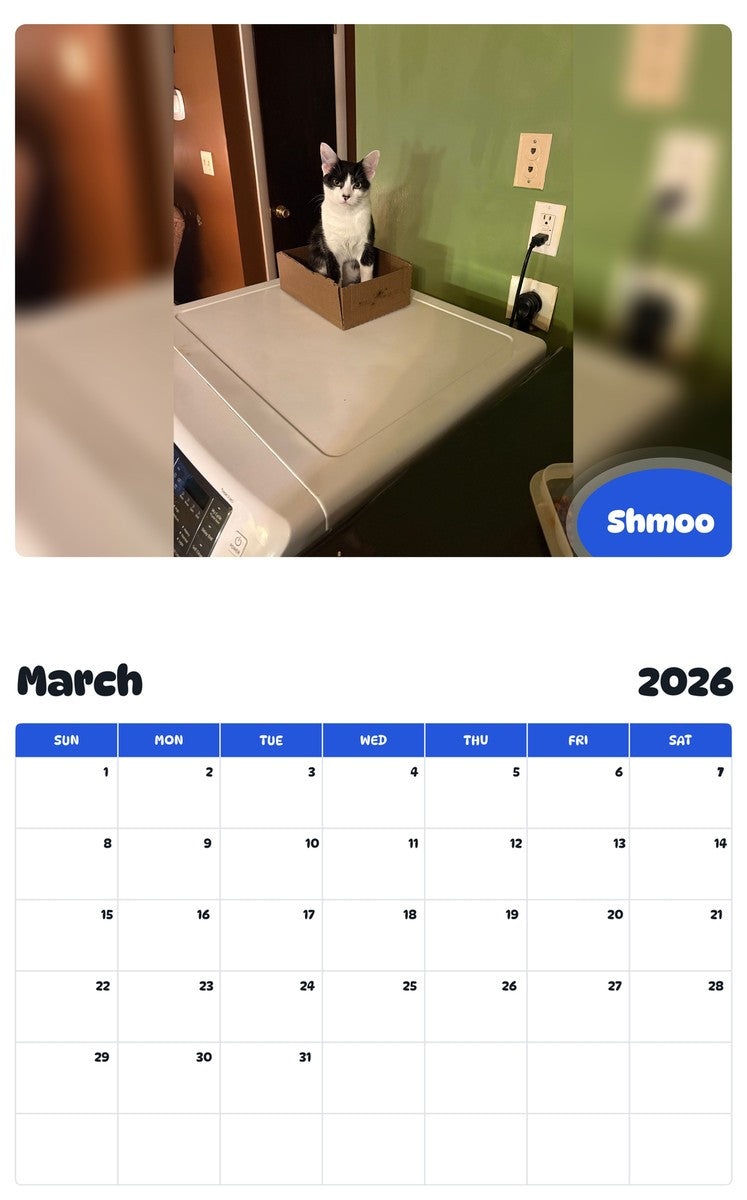 November 2025 - October 2026 Shmoo - Pawidols Pet Calendar
