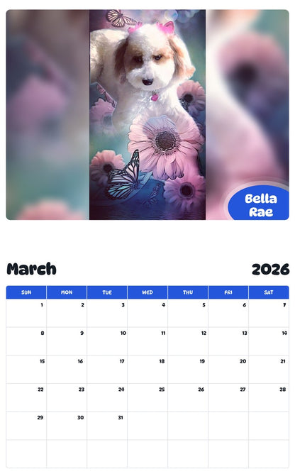 November 2025 - October 2026 Bella Rae - Pawidols Pet Calendar