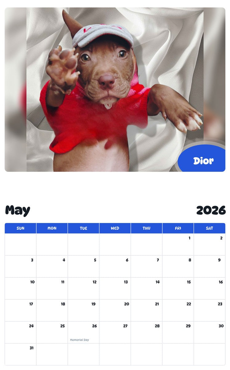 2026 - 2027 Dior - Pawidols Pet Calendar