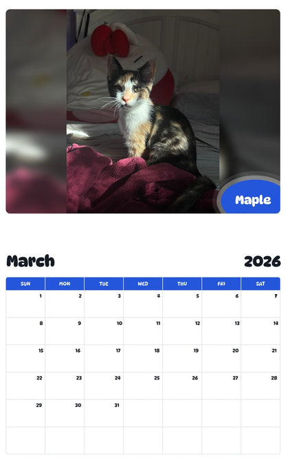 November 2025 - October 2026 Maple - Pawidols Pet Calendar