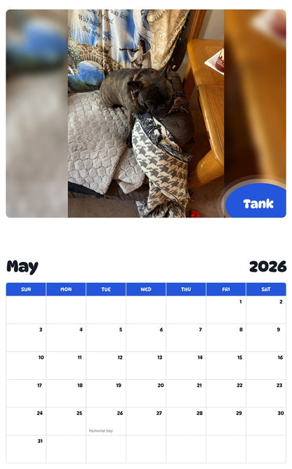 2026 - 2027 Tank - Pawidols Pet Calendar