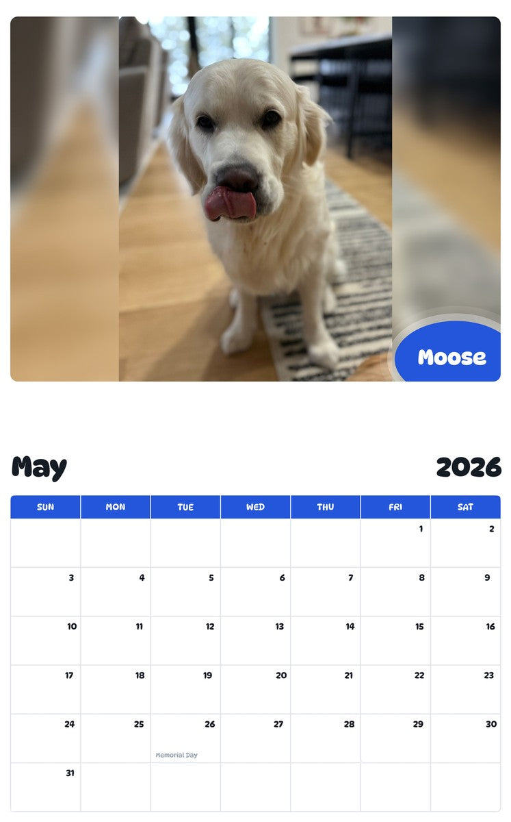2026 - 2027 Moose - Pawidols Pet Calendar